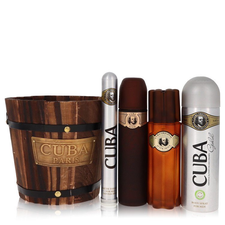 Cuba Gold by Fragluxe Gift Set - EDT 3.4 oz + 1.17 oz + Body Spray 6.7 oz + Aftershave 3.3 oz - iFragrance Shop