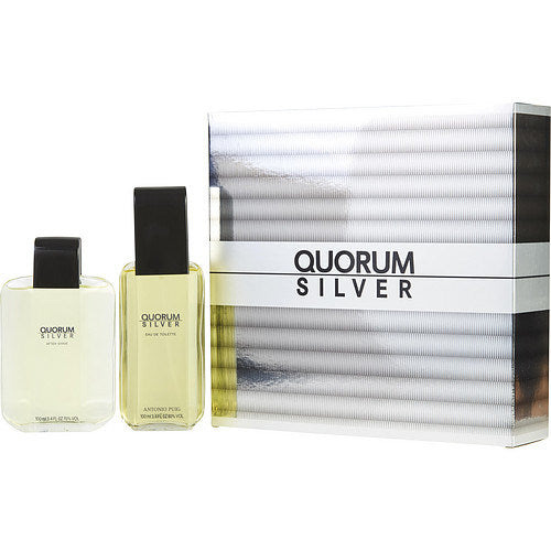 Quorum Silver by Antonio Puig Eau de Toilette Spray 3.4 oz & Aftershave 3.4 oz – iFragrance Shop