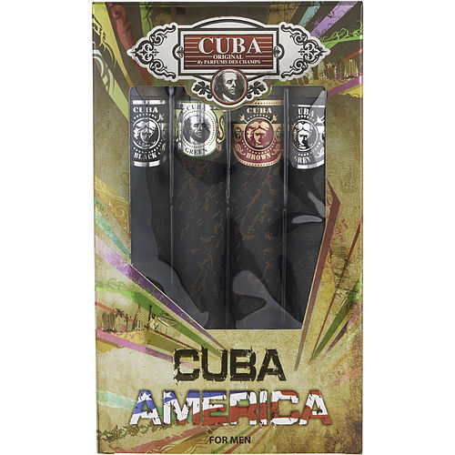 CUBA Variety 4-Piece Set: Cuba Black, Brown, Green, & Grey EDT Spray 1.17 oz - iFragrance Shop